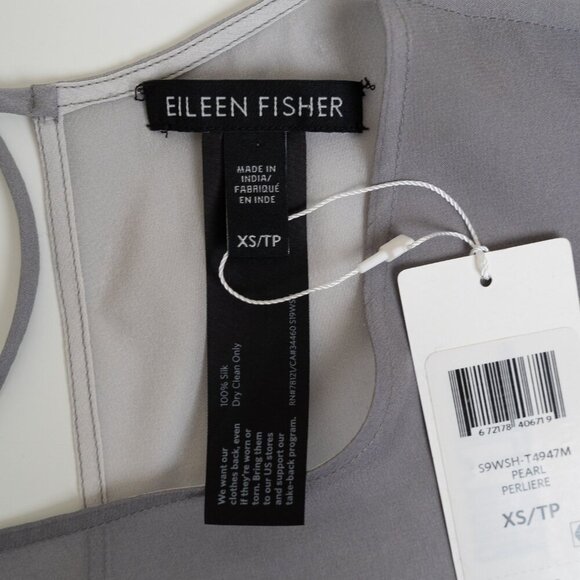 ✨ Eileen Fisher Sheer Silk Top Tunic Oversized Pearl Water Lagenlook Gray - Picture 6 of 16